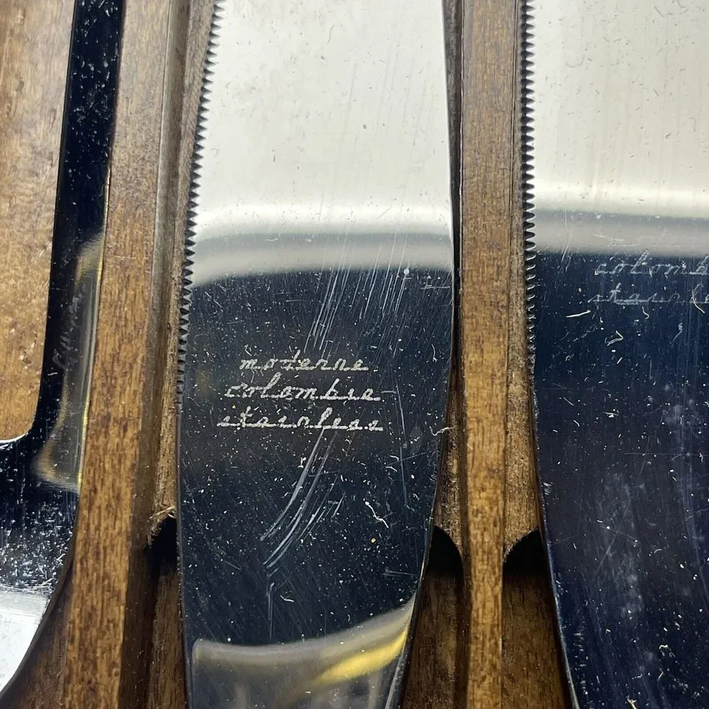 VTG TOWN & COUNTRY FLEETWOOD 3 PIECE KNIFE CARVING SET‎ CELLULOID MCM